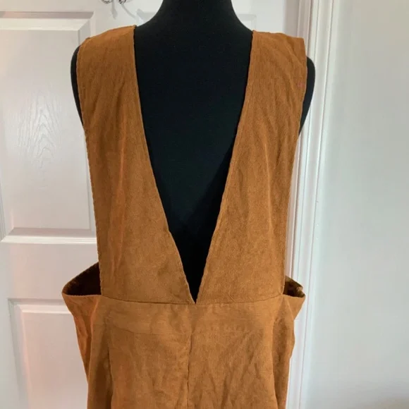 Brown Corduroy Pinafore Retro Boho Jumper Dress Plus Size 4X - Picture 6 of 9